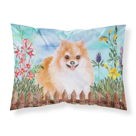 Carolines Treasures Carolines Treasures CK1278PILLOWCASE Pomeranian No.2 Spring Fabric Standard Pillowcase CK1278PILLOWCASE